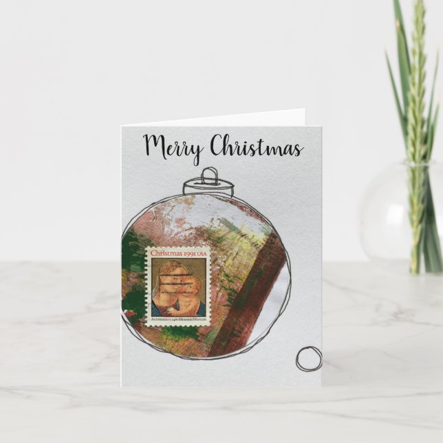 God jul Card - hand plockade ornament 2020-9 Tack Kort (Framsida)