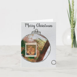 God jul Card - hand plockade ornament 2020-9 Tack Kort