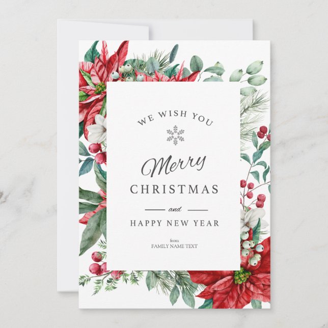 God jul Card-jul Poisettia ram Julkort (Framsida)