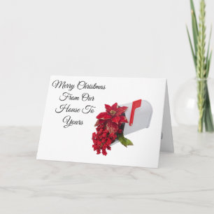 God jul card med brevlådan och julstjärnor kort