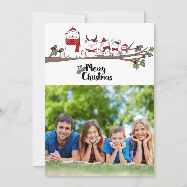 God jul card med personligfotoet tack kort (Framsida)