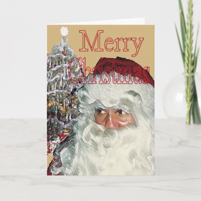 God jul Card Santa Julgran Helgkort (Framsida)