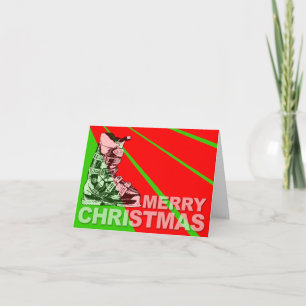 God jul Card Ski Boot Winter Sport Helgkort