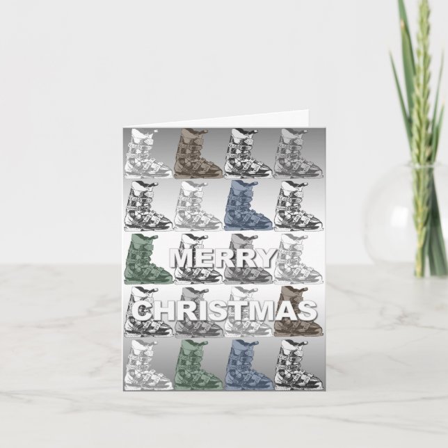 God jul Card Ski Boot Winter Sport Tall Helgkort (Framsida)