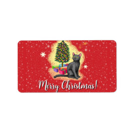 God jul Cat Adressetikett