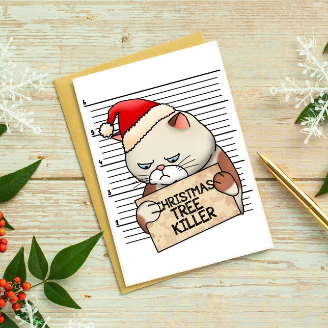 God jul Cat-citattecken för vänner Helg Vykort (Merry Christmas Cat Funny Quotes For Friends Holiday Postcard)