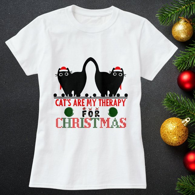God jul Cat Funny Cute Personalize Helgdag T Shirt (Skapare uppladdad)