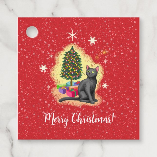 God jul Cat Gåvor Etiketter (Framsida)