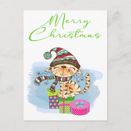 God jul Cat Illustration Helgdag vykort