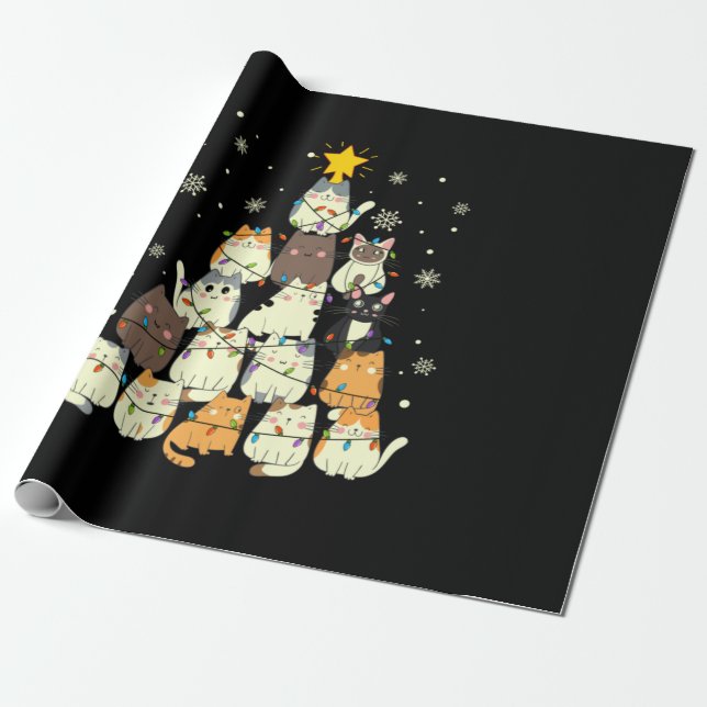 god jul Cat Julgran Presentpapper (Utrullad)