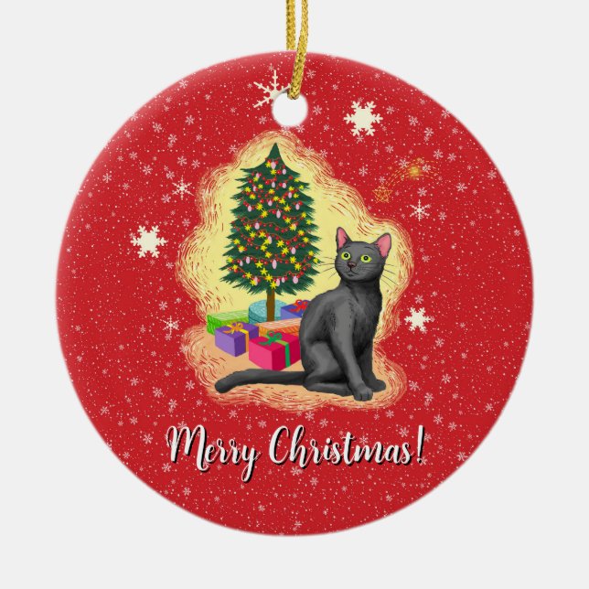 God jul Cat Julgransprydnad Keramik (Framsidan)