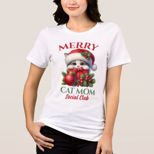 God jul Cat Mamma Social Klubb T Shirt (Framsida)