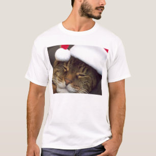 God jul Cat med Santa Hat Shirt T