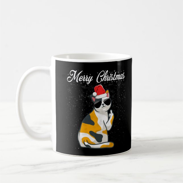 god jul Cat Mitten Finger Rude Julafton Ugly C Kaffemugg (Vänster)