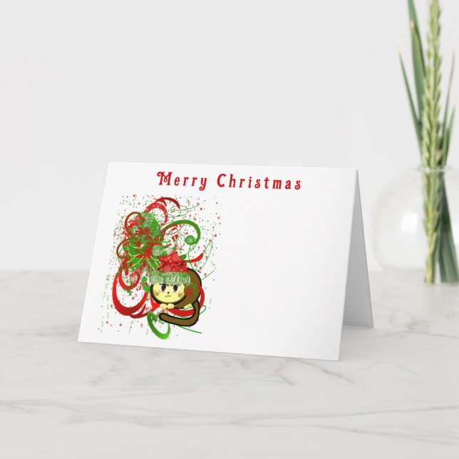 God jul Cat Paint Splat Swirlies - Helgkort (Framsida)