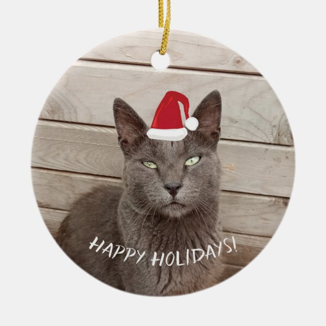 God jul Cat Photo Julgransprydnad Keramik (Framsidan)