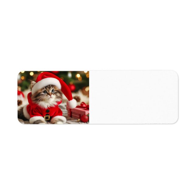 God jul Cat Returadress Etikett (Framsidan)