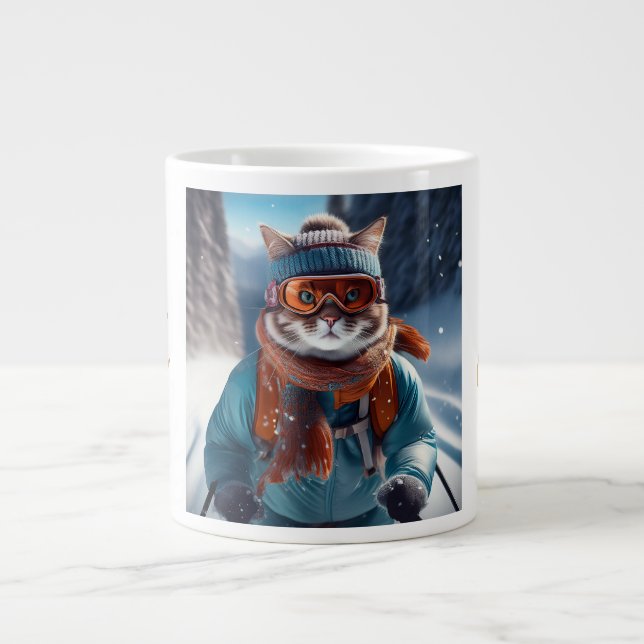God jul Cat skiing Jumbo Mugg (Framsidan)