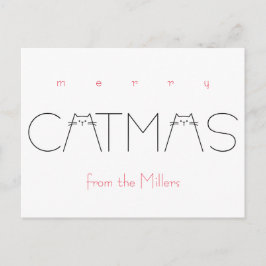 God jul Catmas Funny Cat Black Typography Helg Vykort