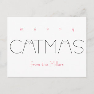 God jul Catmas Funny Cat Black Typography Helg Vykort