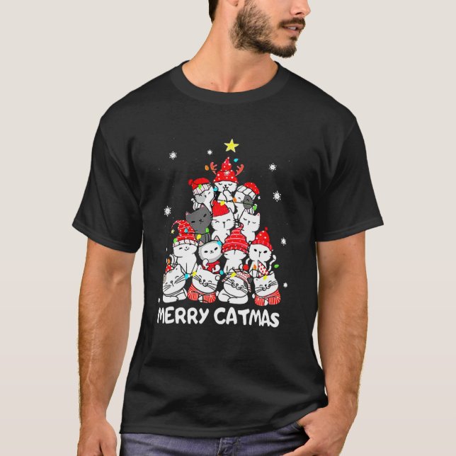 God jul Catmas Träd Funny Julafton Cat Lover G T Shirt (Framsida)