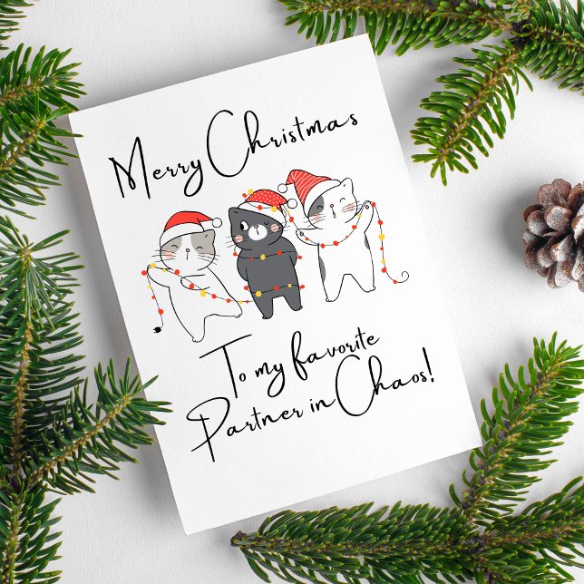 God jul Cats-citattecken för vänner Helg Vykort (Merry Christmas Cats Funny Quotes For Friends Holiday Postcard)