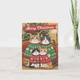 God jul Cats-familjen Kort