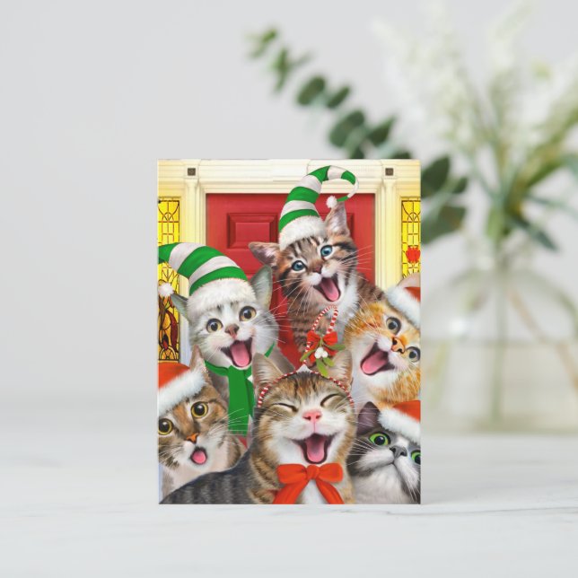 God jul Cats-vykort för Helgdag Helg Vykort (Stående Fram)
