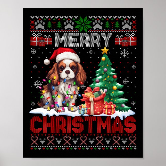 God jul Cavalier Kung Hundälskares Ugly Julafton Poster (Framsidan)