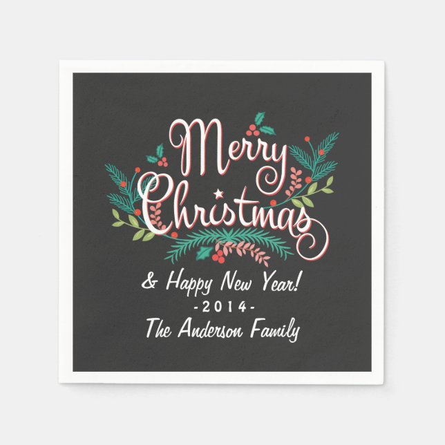 GOD JUL CHALKBOARD HOLLY AND GRENAR PAPPERSSERVETT (Framsidan)