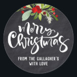 God jul, Chalkboard Lettering Sticker Runt Klistermärke<br><div class="desc">Anpassa dessa "God jul"-helgdag för att försköna all din helgdag- och presentförpackning för grädddringsbehandling. ©2022 Copyright,  Dio Perez</div>