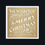 GOD JUL CHALKBOARD PERSONLIG NAPKINS PAPPERSSERVETT<br><div class="desc">Ornate chalkboard stil jul-anpassningsbar-porto med dekorativ helgdag av elegant vintage och finare art deco-virvlar i antika guld och vita. Contemporary, klassiskt, modernt och snyggt sätt att skicka traditionell varmt önskemål till firande lycklig vintertid i helgdag med trendig och elegant charm. Notering om insamling av julklapp i finare: Alla eller vissa...</div>