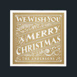 GOD JUL CHALKBOARD PERSONLIG NAPKINS PAPPERSSERVETT<br><div class="desc">Ornate chalkboard stil jul-anpassningsbar-porto med dekorativ helgdag av elegant vintage och finare art deco-virvlar i antika guld och vita. Contemporary, klassiskt, modernt och snyggt sätt att skicka traditionell varmt önskemål till firande lycklig vintertid i helgdag med trendig och elegant charm. Notering om insamling av julklapp i finare: Alla eller vissa...</div>