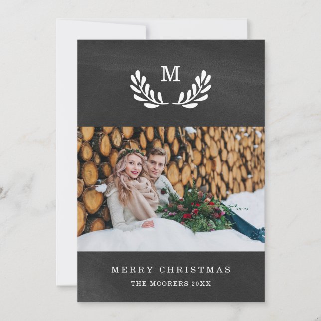 God jul | Chalkboard-titta med fotot Julkort (Framsida)