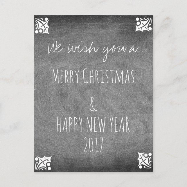 God jul Chalkboard Typography Holly Helg Vykort (Framsida)