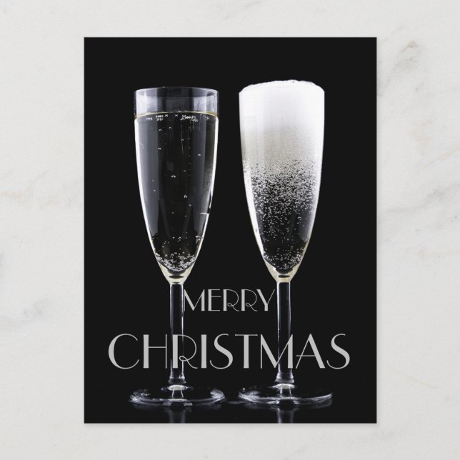 God jul Champagne Flute Glass Cheers Helg Vykort (Framsida)