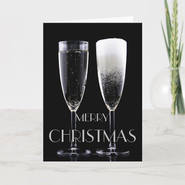 God jul Champagne Flute Glass Cheers Helgkort (Framsida)
