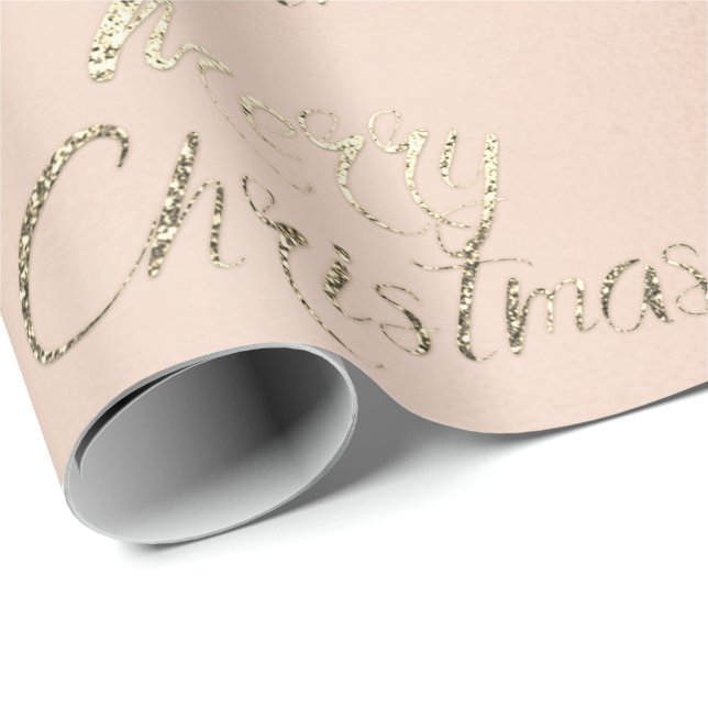God jul Champagne Guld Glitter Rosa  Presentpapper (Rullad Hörn)
