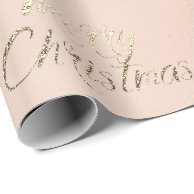 God jul Champagne Ro Guld Glitter  Presentpapper (Rullad Hörn)