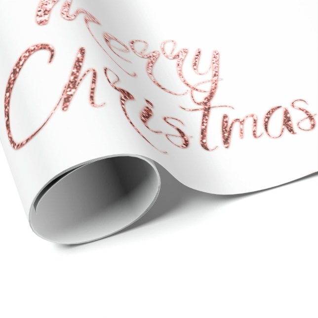 God jul Champagne Ro Guld Glitter White Presentpapper (Rullad Hörn)