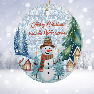 God jul Charming Snögubbe Village Monogram Julgransprydnad Keramik
