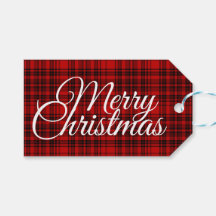 God Jul Check Plaid Svart Röd Vit Bokstav