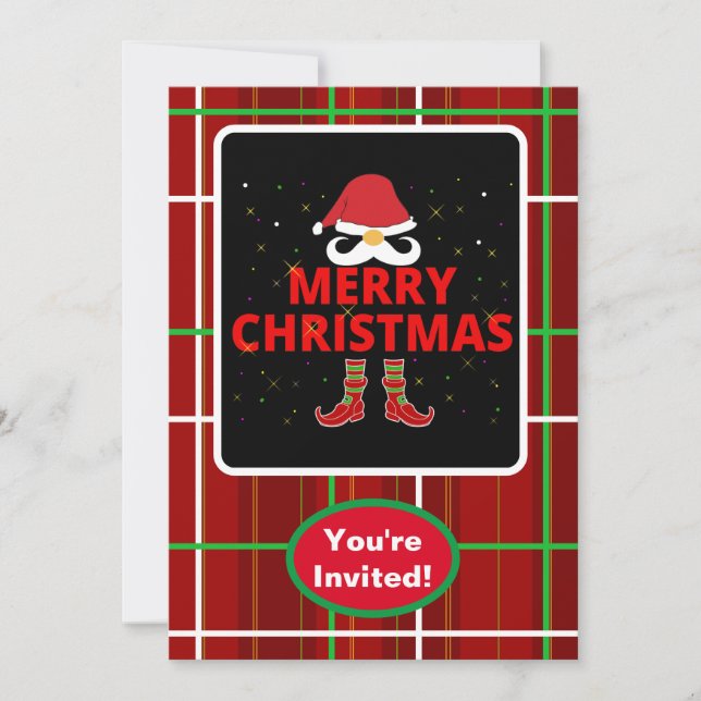 God jul Check Plaid x-mas Party Event Inbjudningar (Framsida)