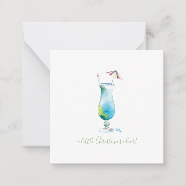 God jul Cheer Mini Helgdag Blue Hawaii Cocktail Anteckningskort (Framsida)