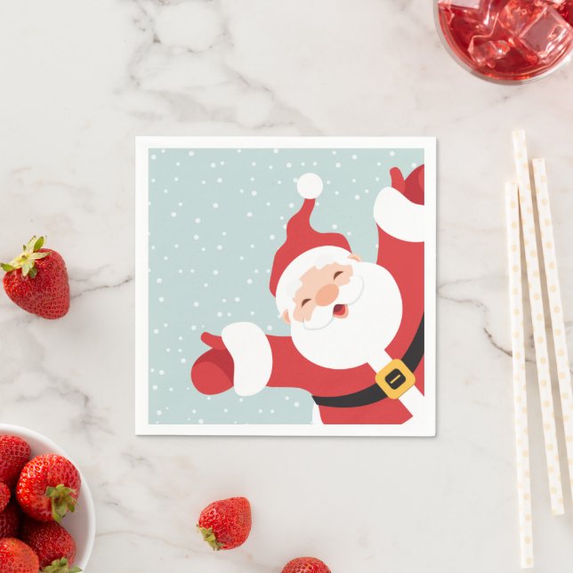 God jul Cheerful Santa | Napkin Pappersservett (Insitu)