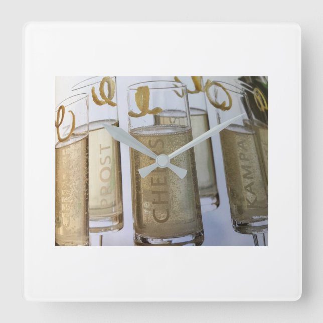 **GOD JUL "CHEERS COCKTAIL" CLOCK FYRKANTIG KLOCKA (Framsida)