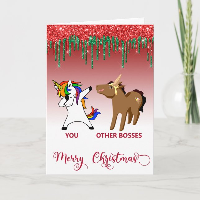 God jul Chef Unicorn Horse Funny Kort (Framsida)