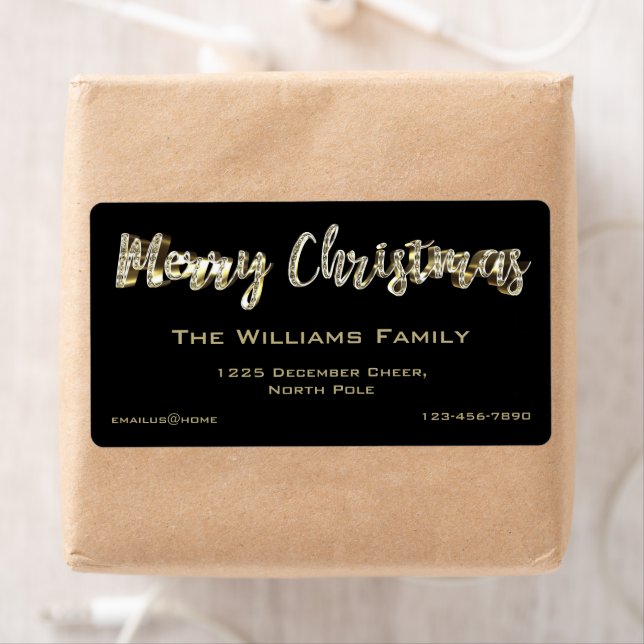 God jul Chic Black och Guld Script Fraktsedel (Insitu)