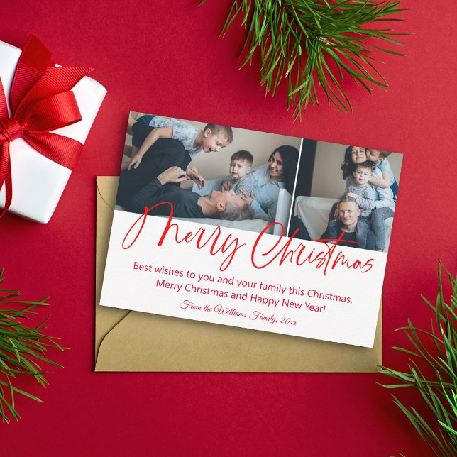 god jul chic calligraphy 2-fotokollage anteckningskort (Skapare uppladdad)