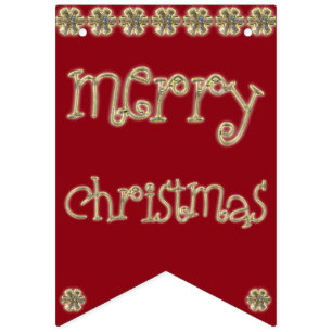 God jul Chic Guld Glitter Typography Red Vimplar